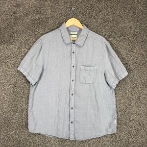 Thom‎ Aaron Shirt Mens XL Slate Gray 100% Linen Short Sleeve Button Up Pocket